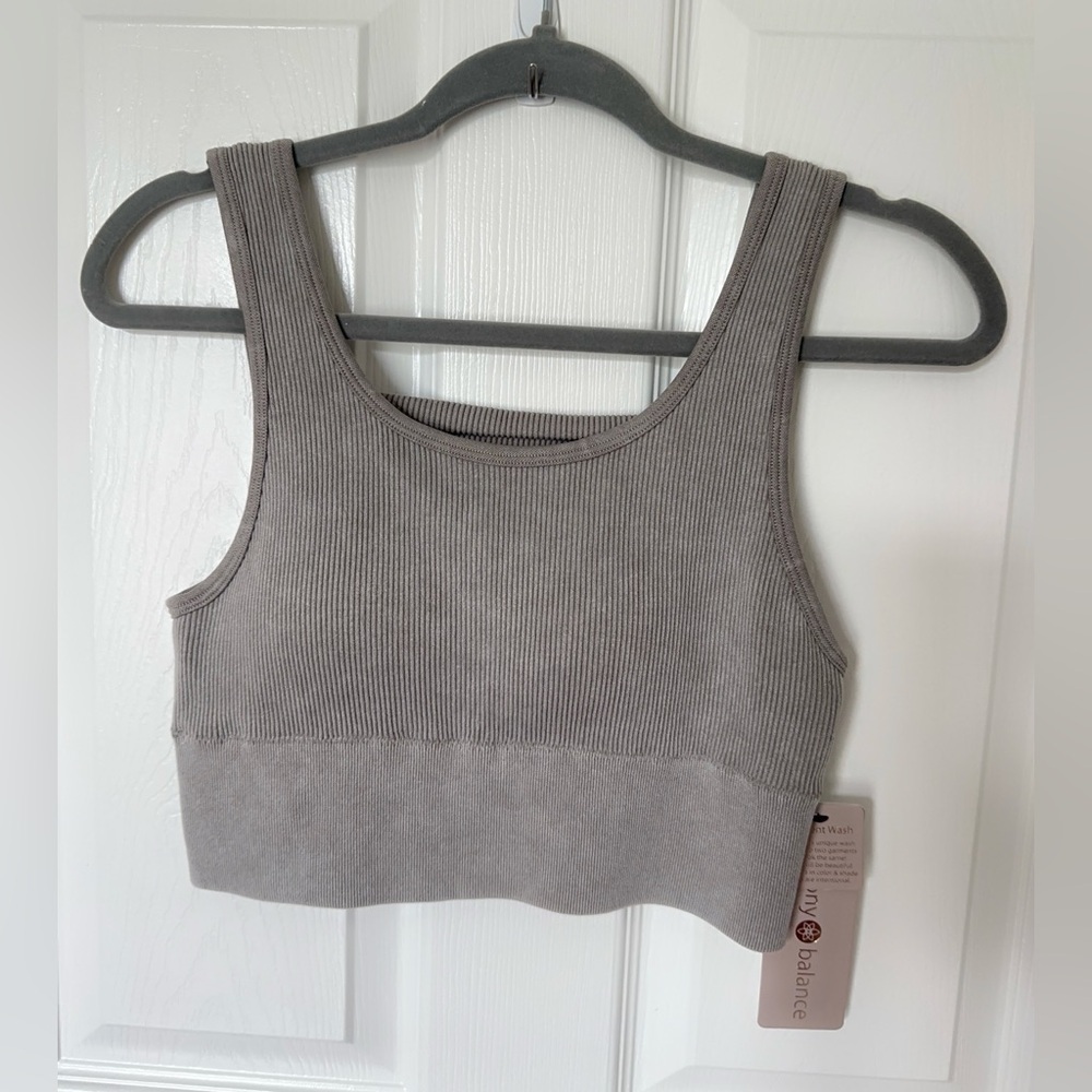 Harmony Balance Ribbed Gray Sport Top